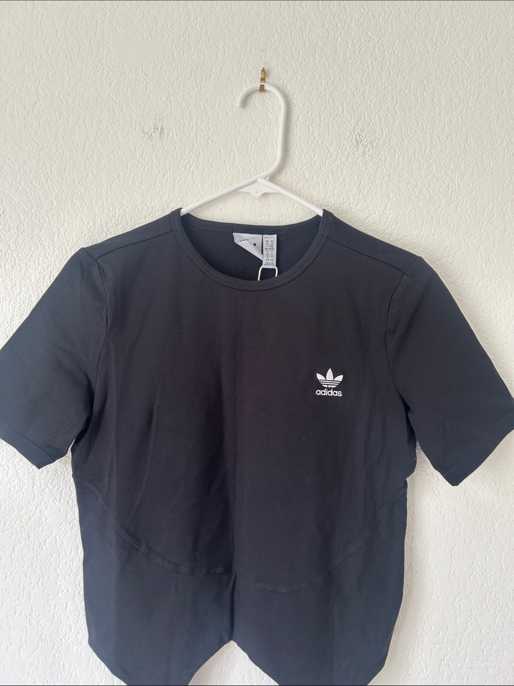 adidas Black Short Sleeve Tee with Trefoil Logo and Adjustable Hem Straps - Picture 5 of 9